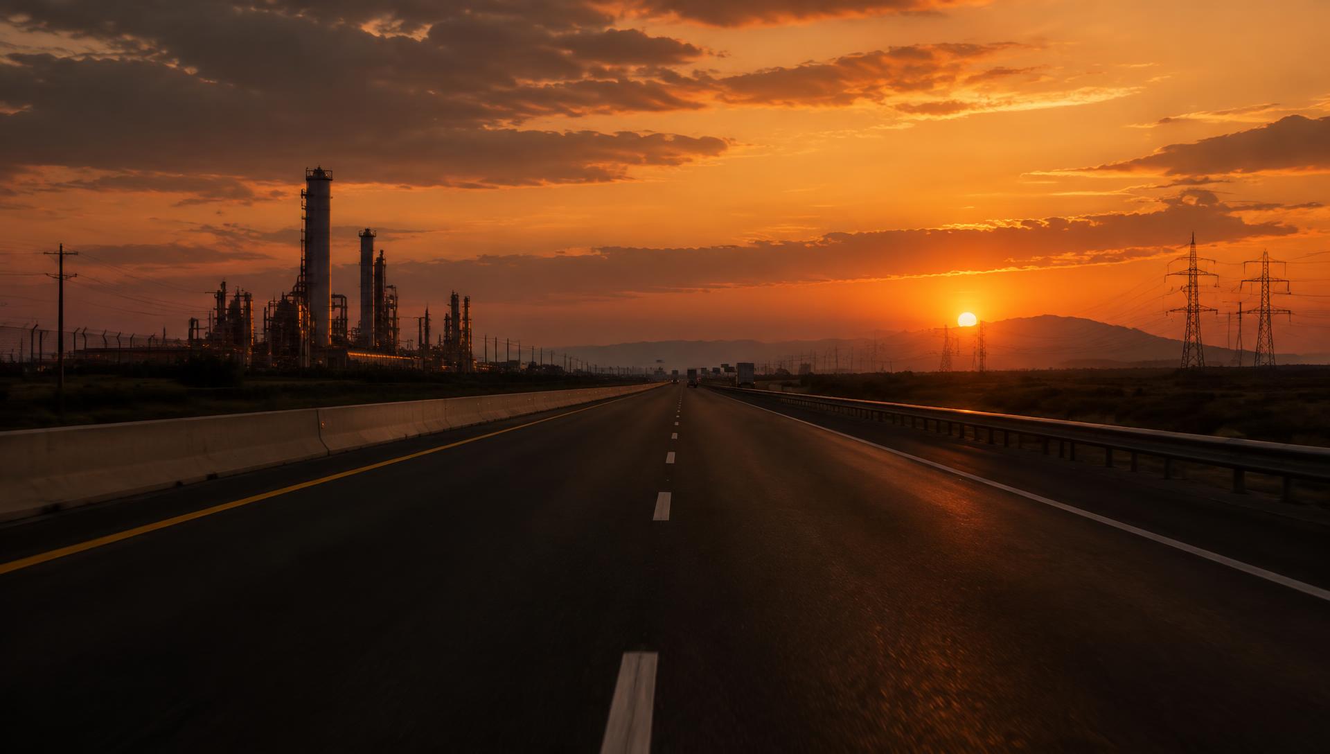 Carretera mexicana al atardecer